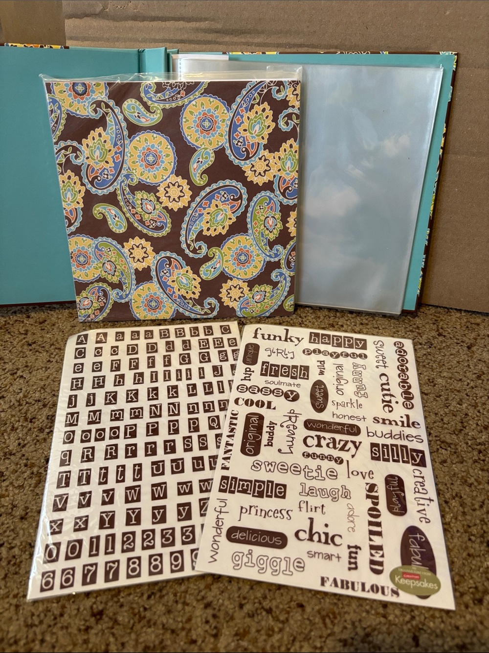 NEW Paisley Pattern Scrapbook with 15 pages, paper & stickers